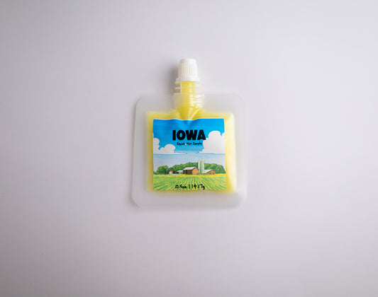 Small pouch with a 'Iowa' label on a light gray background