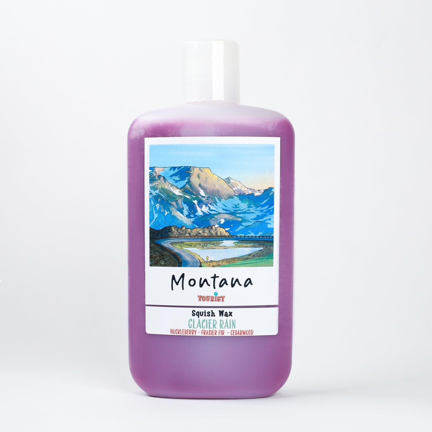 Montana Squish Wax in Glacier Rain, purple wax with huckleberry, frasier fir, and cedarwood scent.