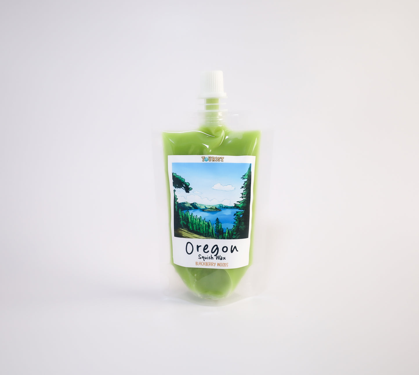 Squish Wax Pouch with a Oregon scenic label on a white background