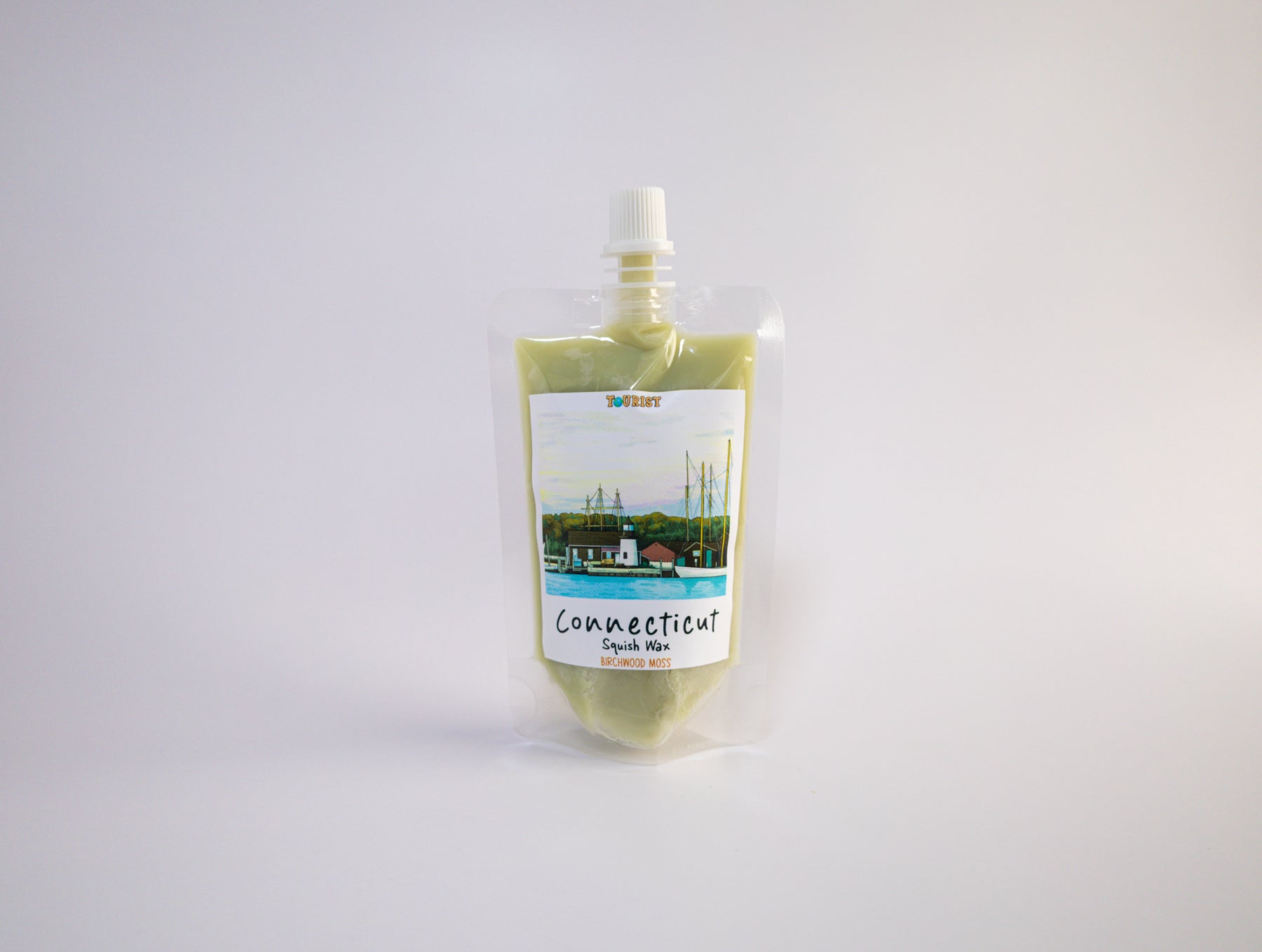 Plastic pouch with a connecticut label on a white background