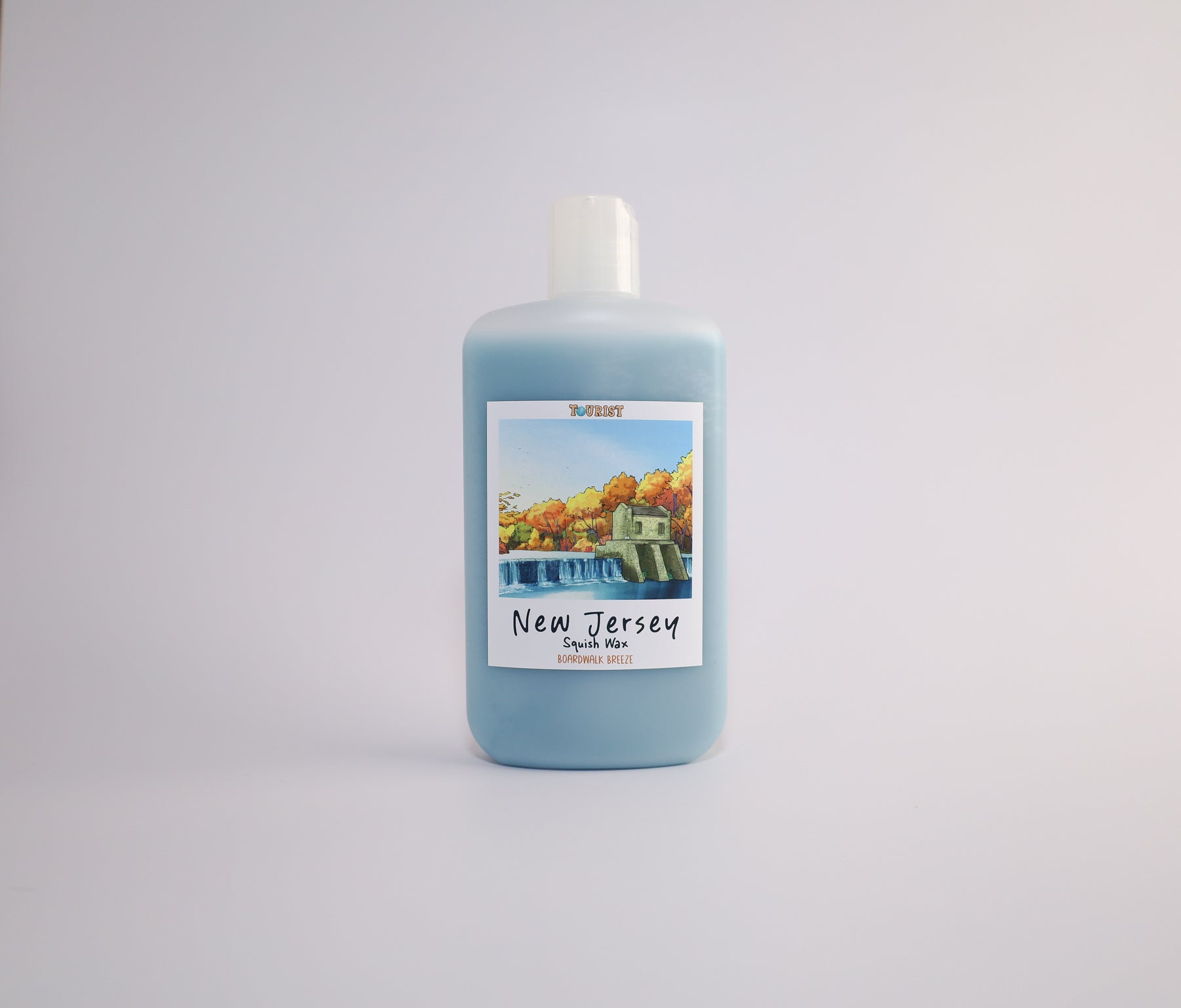 Bottle of New Jersey squish wax on a white background