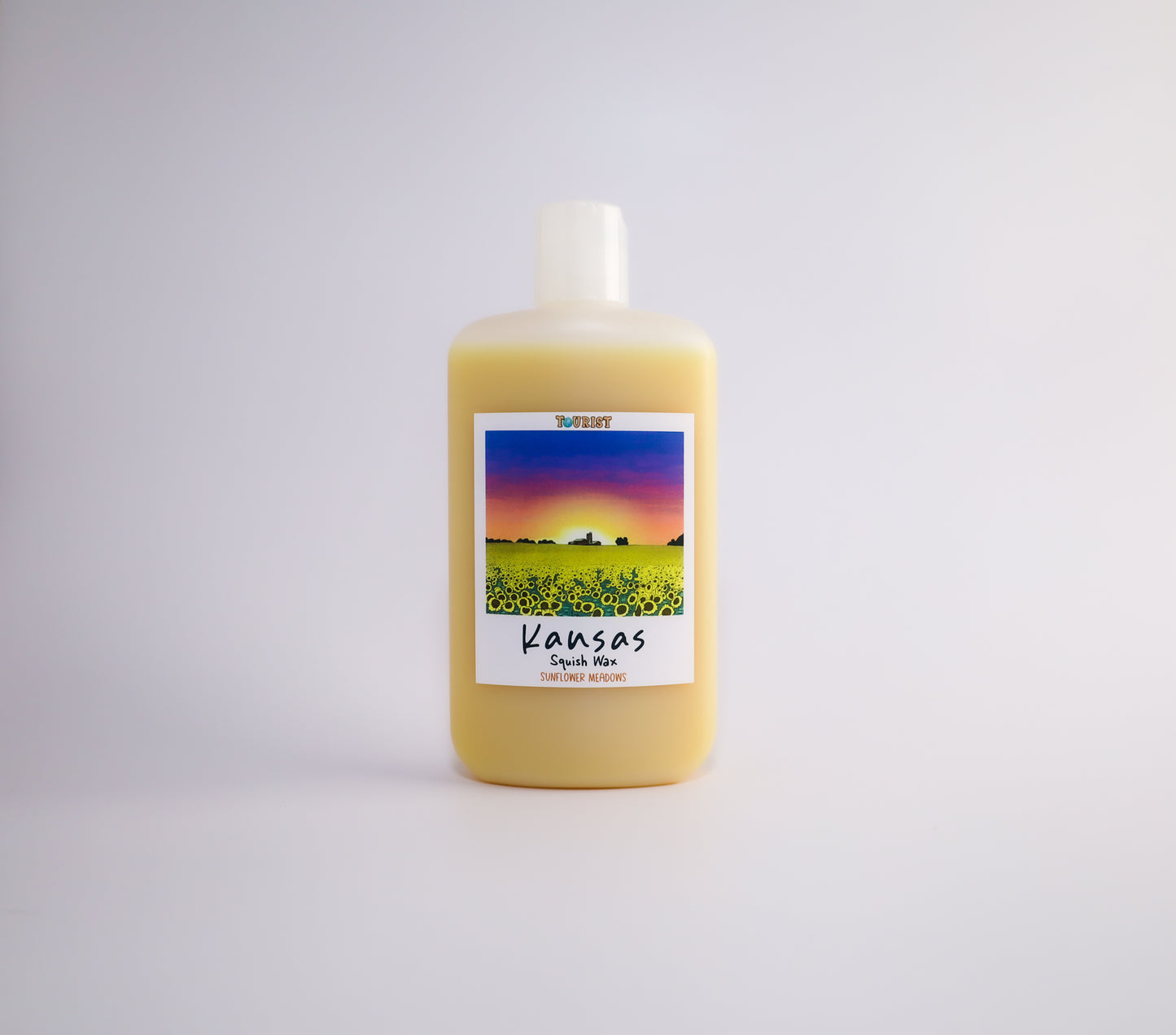 Bottle of 'Kansas' squish mix on a white background