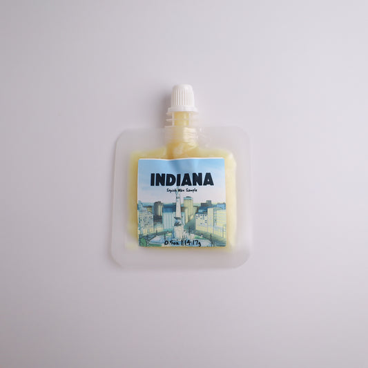 Small pouch with a label reading 'Indiana' on a light gray background