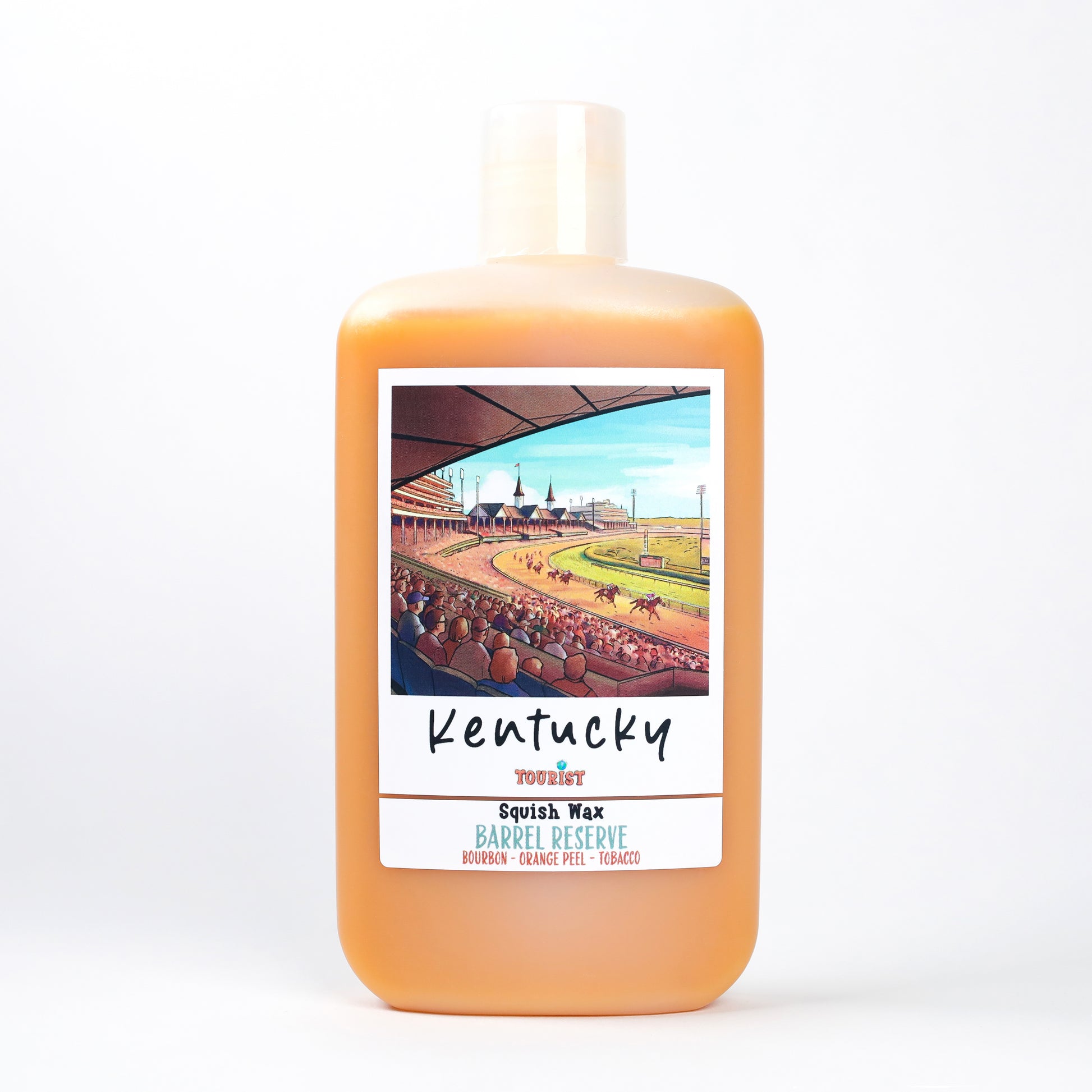 Squish Wax Barrel Reserve, Kentucky, orange scent with bourbon and tobacco notes, 8 oz bottle.