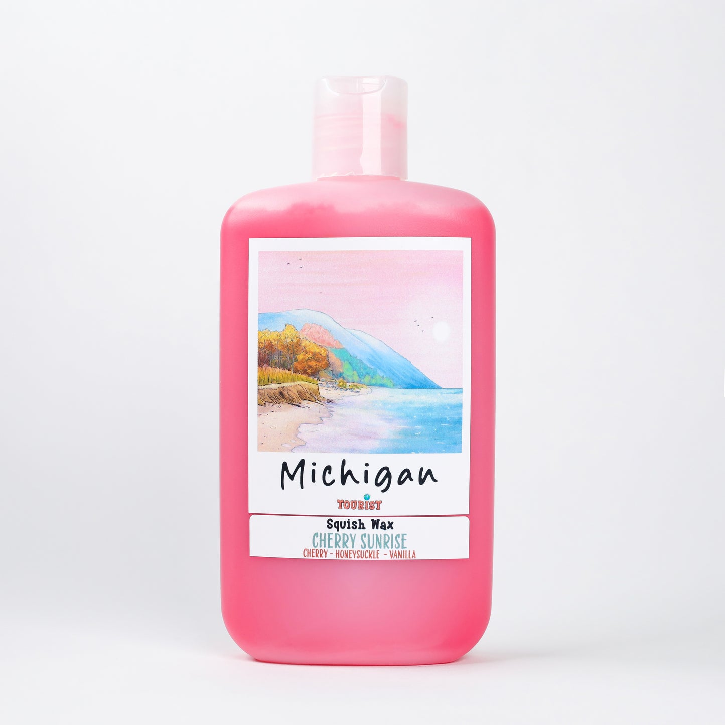 Pink Squish Wax by Michigan, Cherry Sunrise scent with cherry, honeysuckle, and vanilla notes.