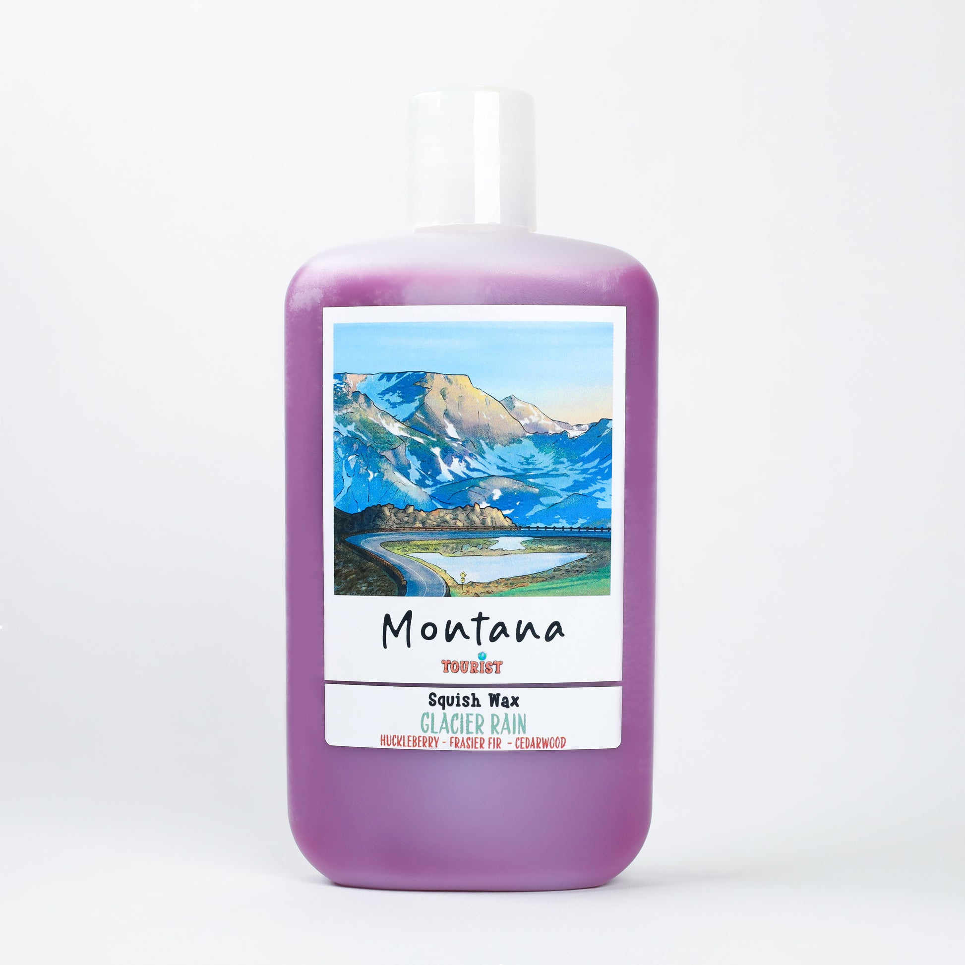 Montana Squish Wax in Glacier Rain, purple wax with huckleberry, frasier fir, and cedarwood scent.
